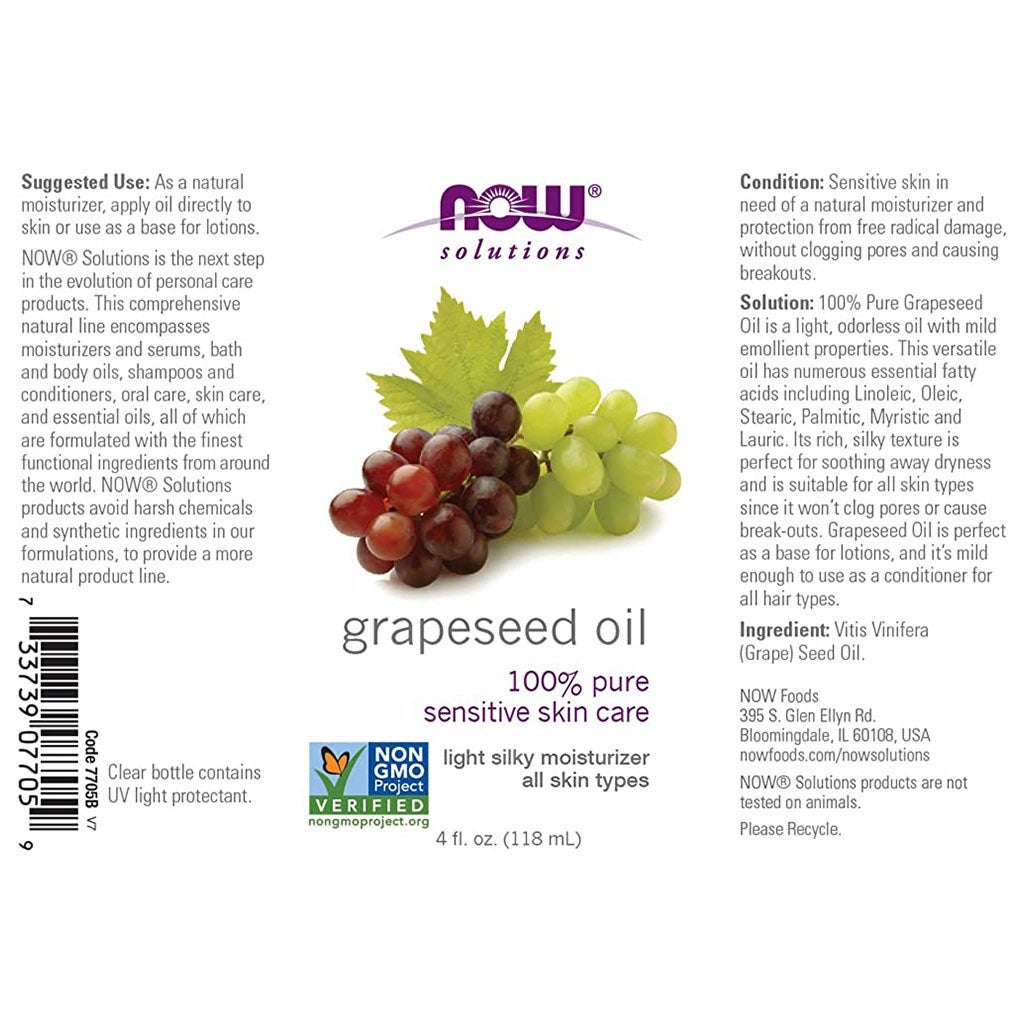 Now Grapeseed Oil 4Oz