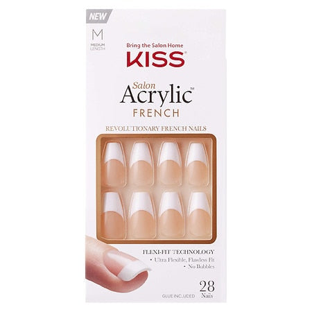 Kiss Ksa16C Salon Acrylic French Medium Nail 28S