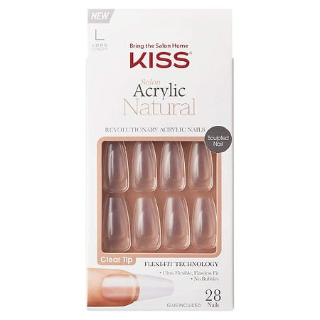Kiss Ksan06 Salon Acrylic Natural Long Nail 28S