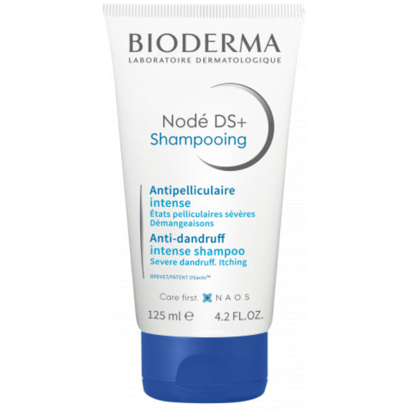 Bioderma Node DS+ Shampoo 125ml for severe dandruff relief and itch control.