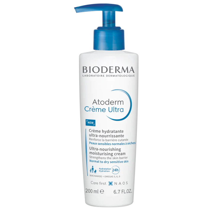 Bioderma Atoderm Cream Ultra 200ml for dry sensitive skin, moisturizing formula.