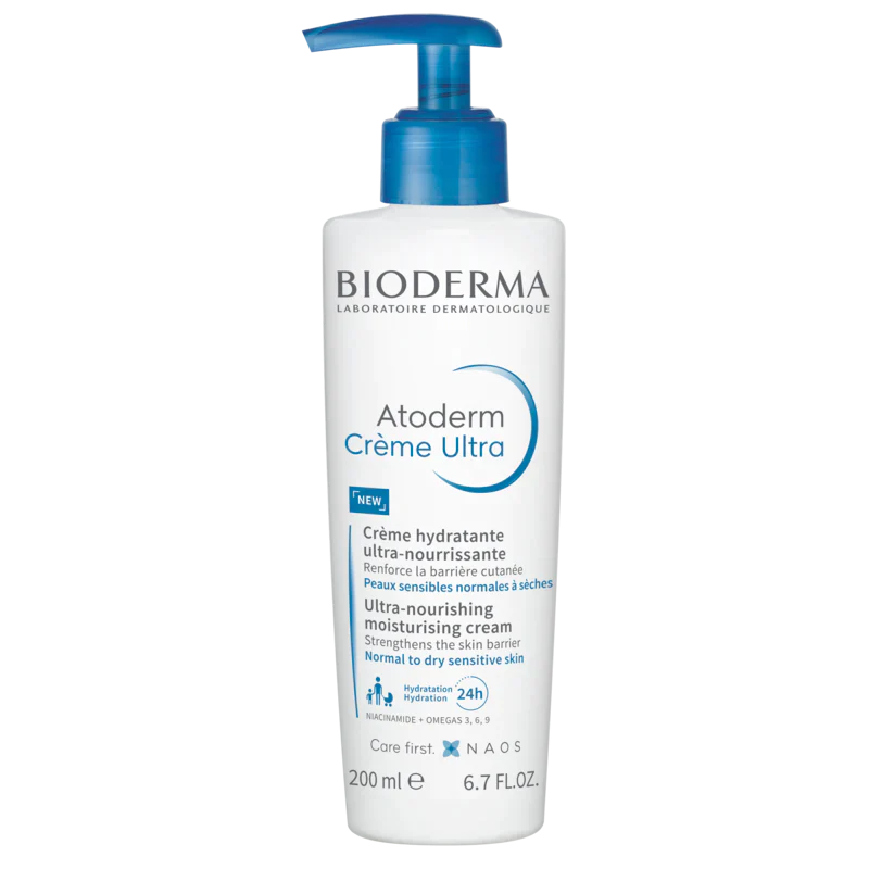 Bioderma Atoderm Cream Ultra 200ml for dry sensitive skin, moisturizing formula.