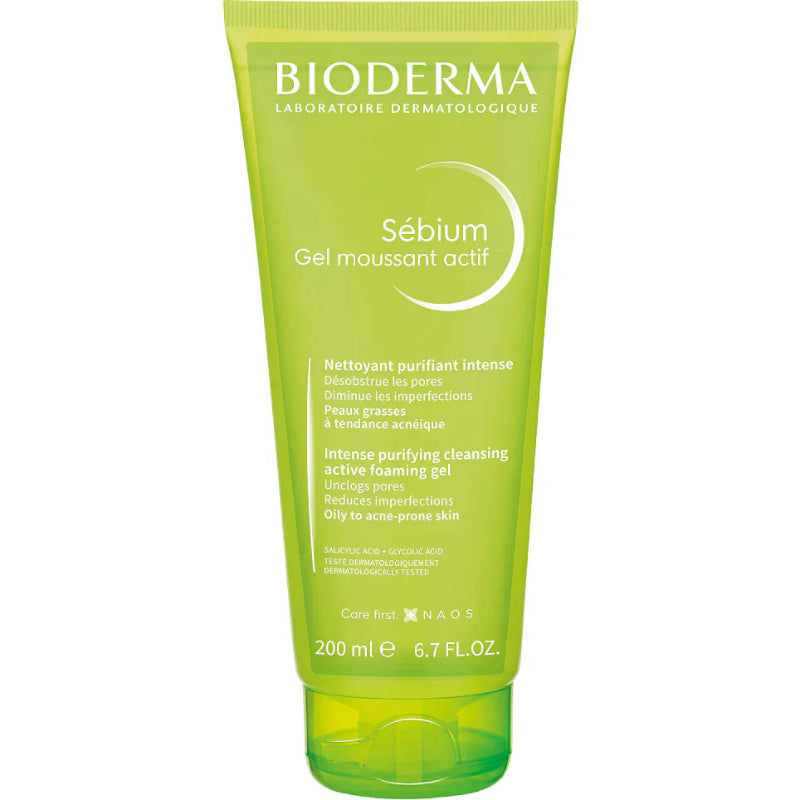 Bioderma Sébium Gel Moussant Actif 200ml foaming cleanser.