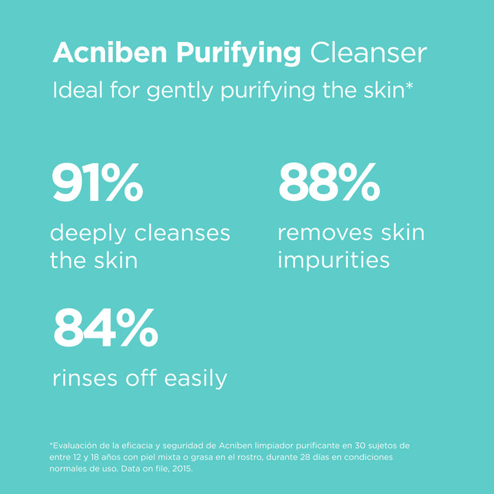 ISDIN Teen Skin Acniben Purifying Foam Cleanser for oily acne-prone skin, controls sebum, deeply cleanses, and removes impurities.