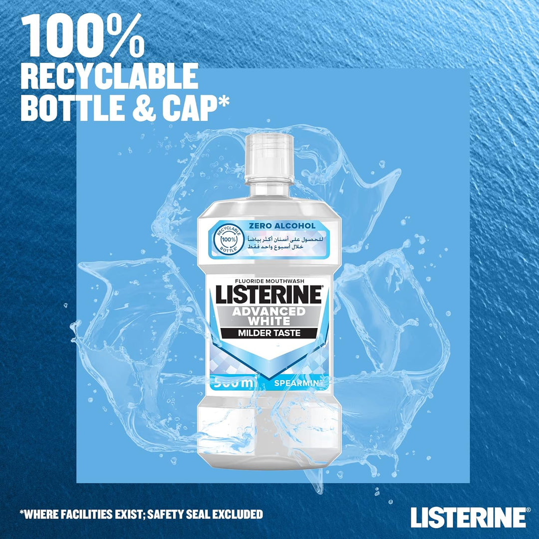 Listerine Mouthwash Advanced White Spearmint 500ml