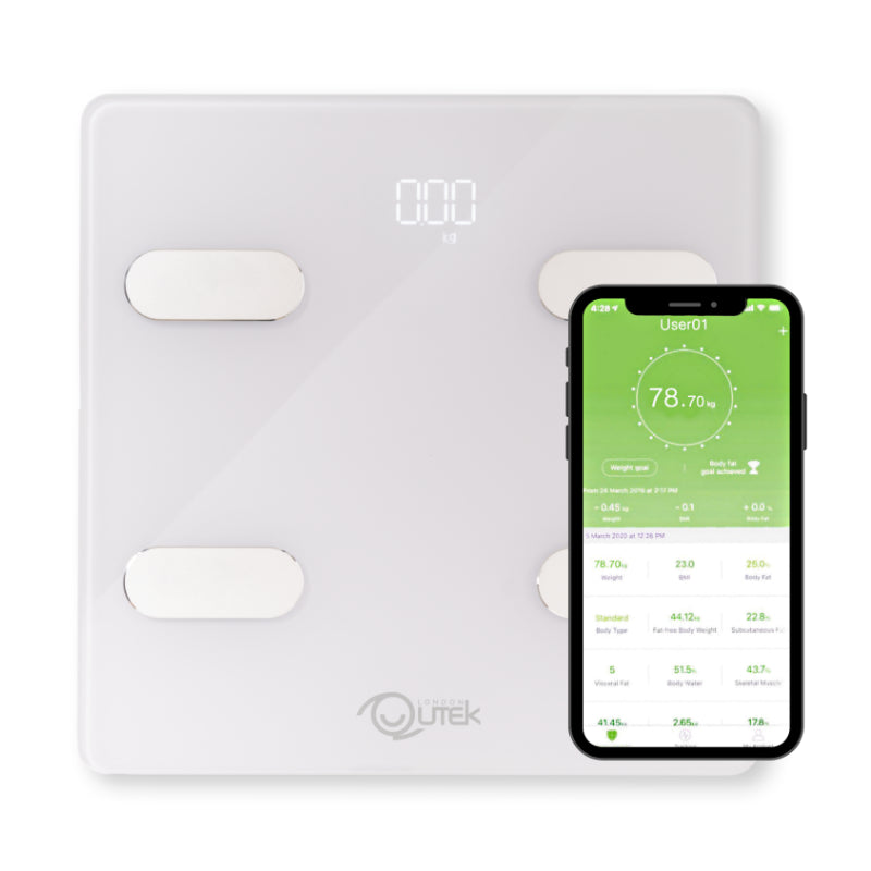 QUTEK QCS20G WHITE STEPS BODY COMPOSITION SCALE