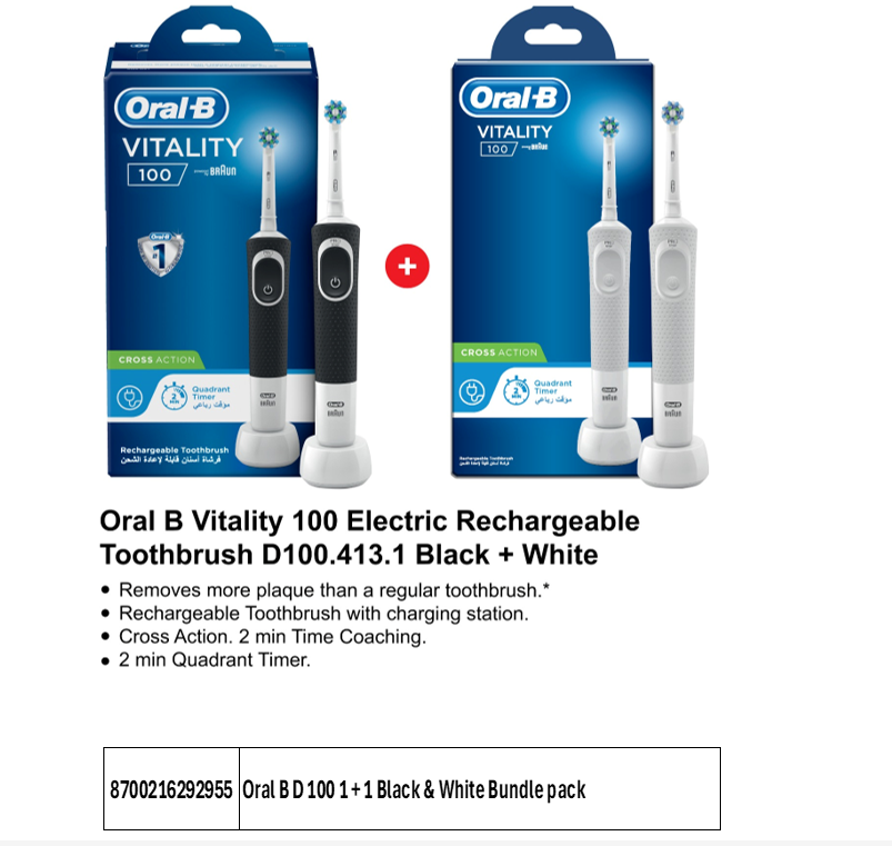 Braun Oral B Vitality 100 Tb White&Black Ofrpk