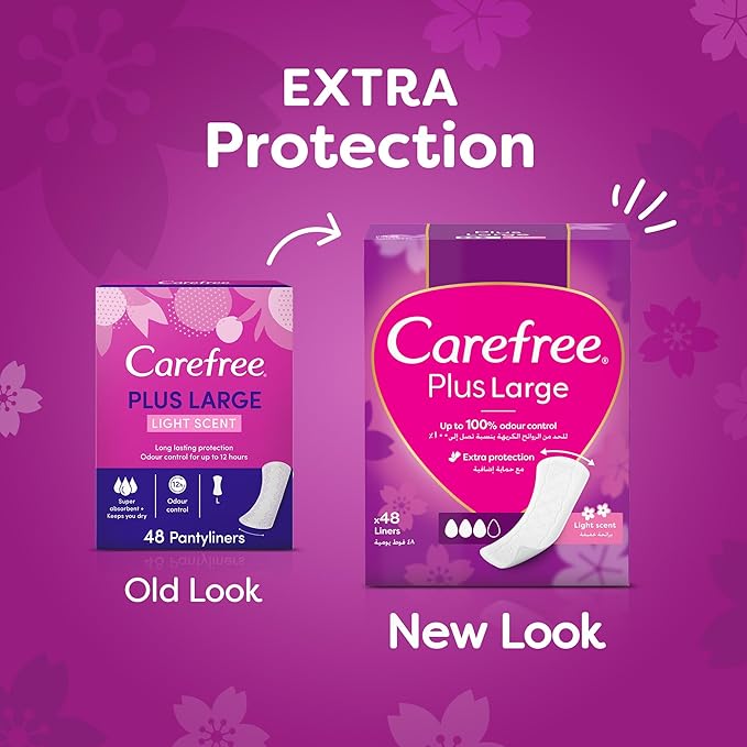 Carefree 100% Plus Large Unscented Liners 48S