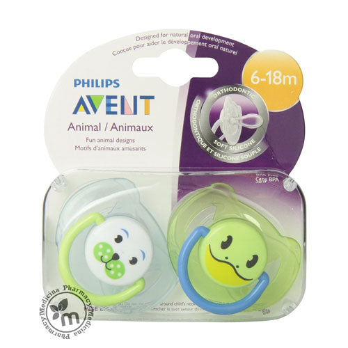 Avent Soothers Silicone 6-18 M Designs 2 pieces PA165