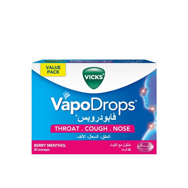 VICKS VAPODROPS BERRY MENTHOL LOZENGES 36S