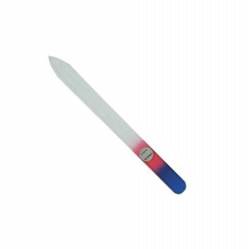 Nippes File 750 Glass nail file in blue and red gradient design.