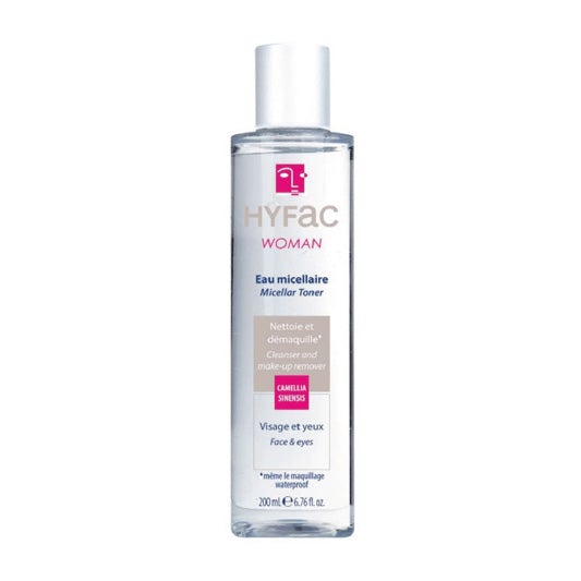 Hyfac Micellar Water 200ml bottle for gentle cleansing and makeup removal.