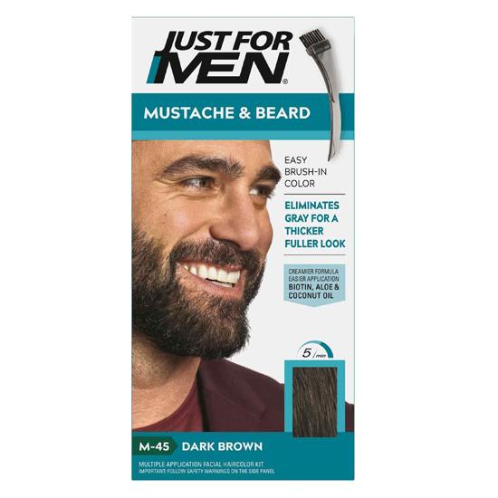 Just For Men beard brush gel in darkest brown for easy and precise application, 28 g.