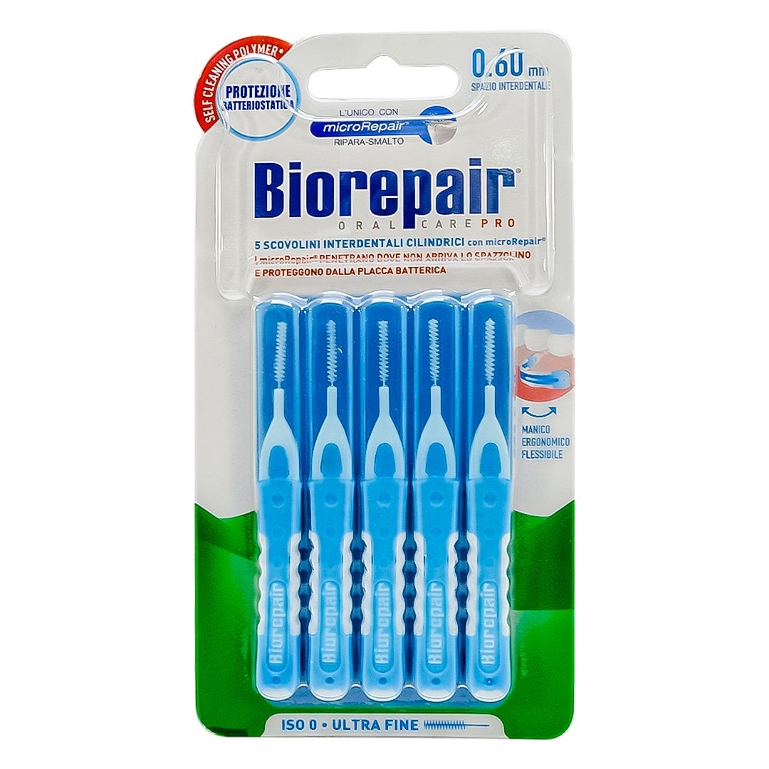 Biorepair Interd Brushes pack of six ultra-fine interdental brushes.