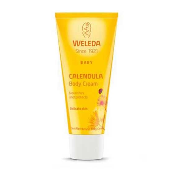 Weleda Calendula Body Cream 75 ML tube for baby skin care and moisture protection.