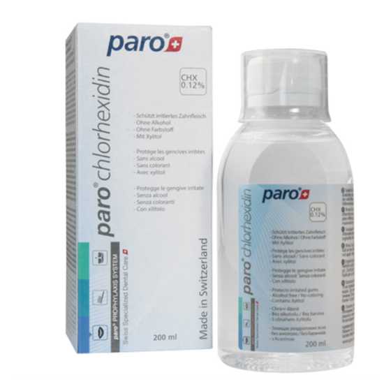 Paro 2694 Chlorhexidin 0.12% mouthwash, 200ml bottle and packaging.