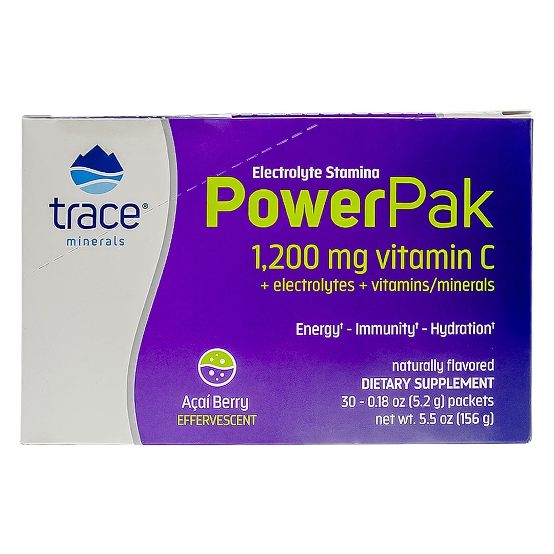 Tm Electrolyte Power Pak Acai Berry 147G 30S box with vitamins and minerals label.