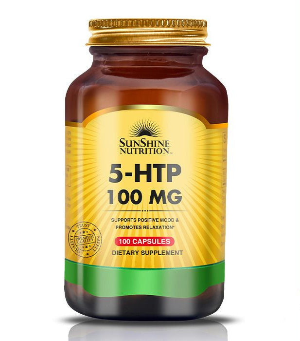 5-HTP 100 mg capsules promoting mood balance and better sleep quality.