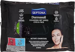 Septona Active Charcoal  Eyes & Face Wet Wipes 20S