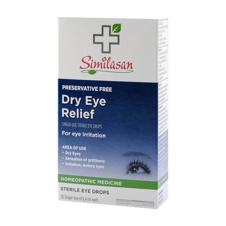 Dry eye relief single-dose formula for soothing and hydrating eyes, 20 count.