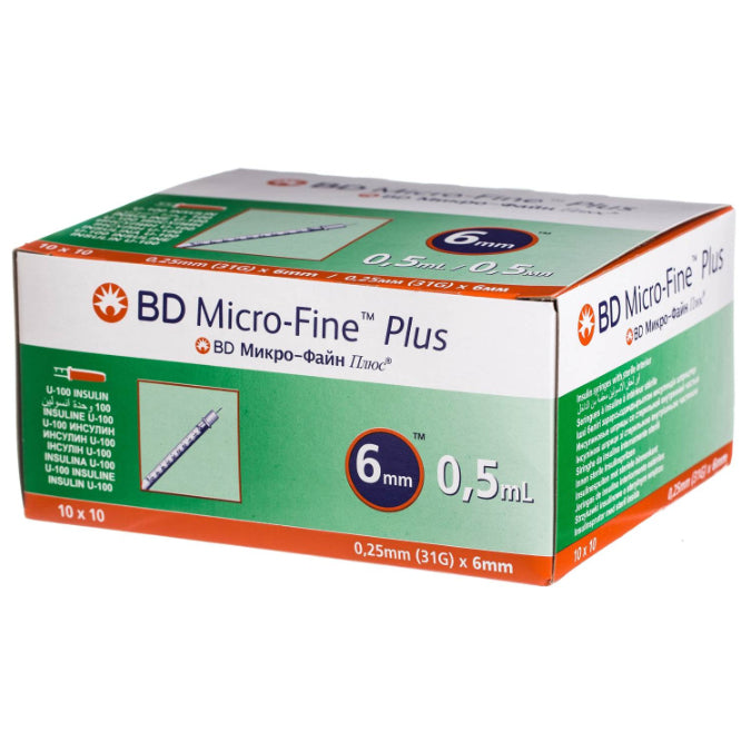 BD Micro-Fine Plus Insulin Syringe 6mm 0.5ml 100s