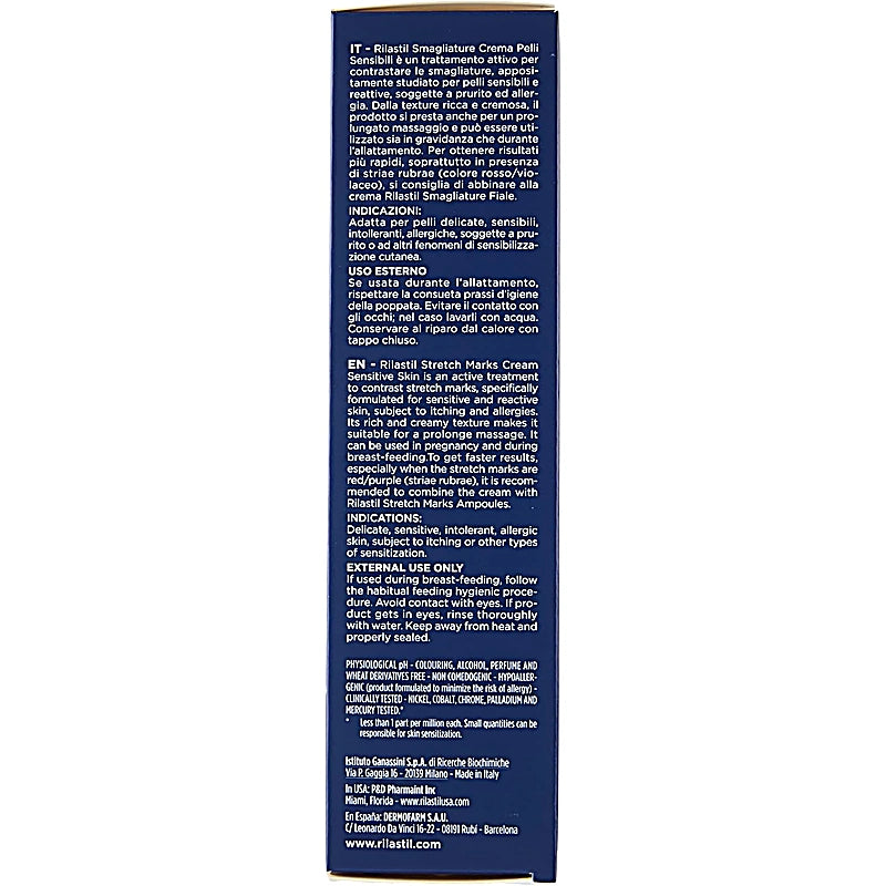 Back of a cosmetic product packaging with text on a white background