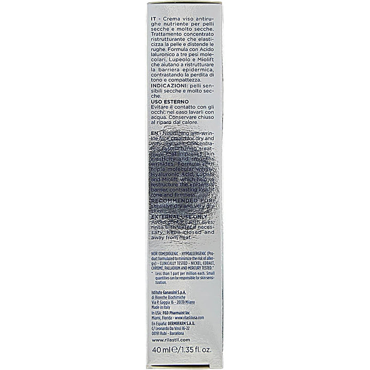 Back of a skincare product packaging with text on a white background