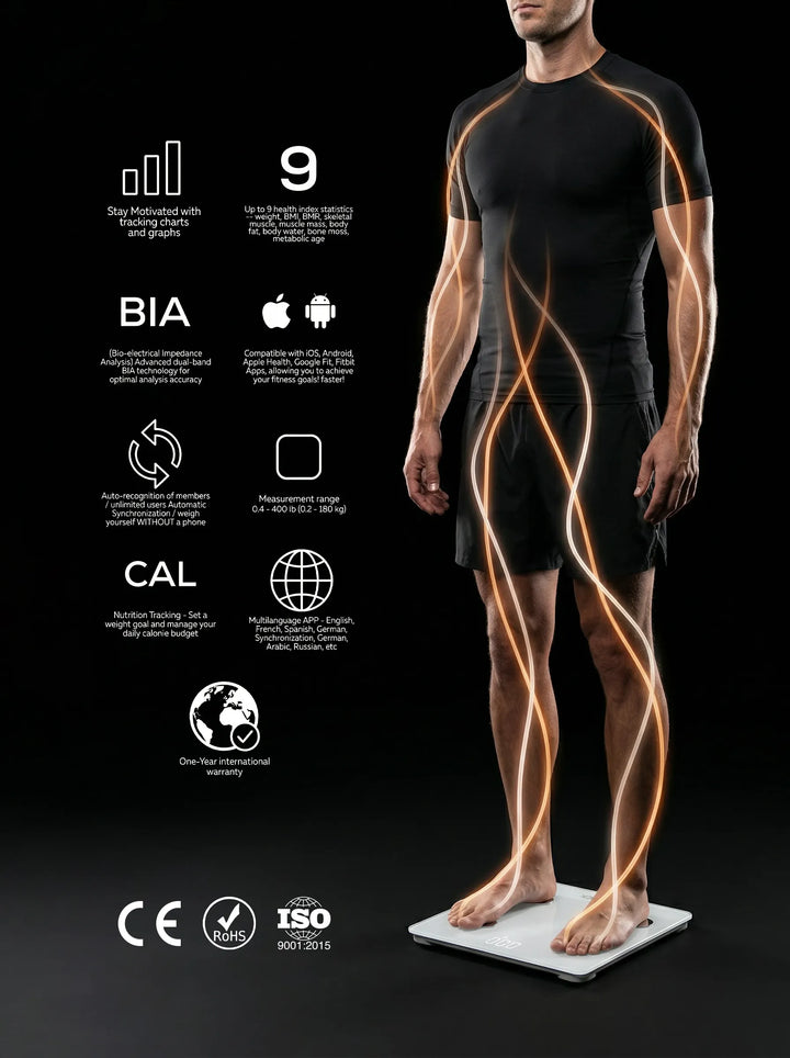 QUTEK QCS20G WHITE STEPS BODY COMPOSITION SCALE