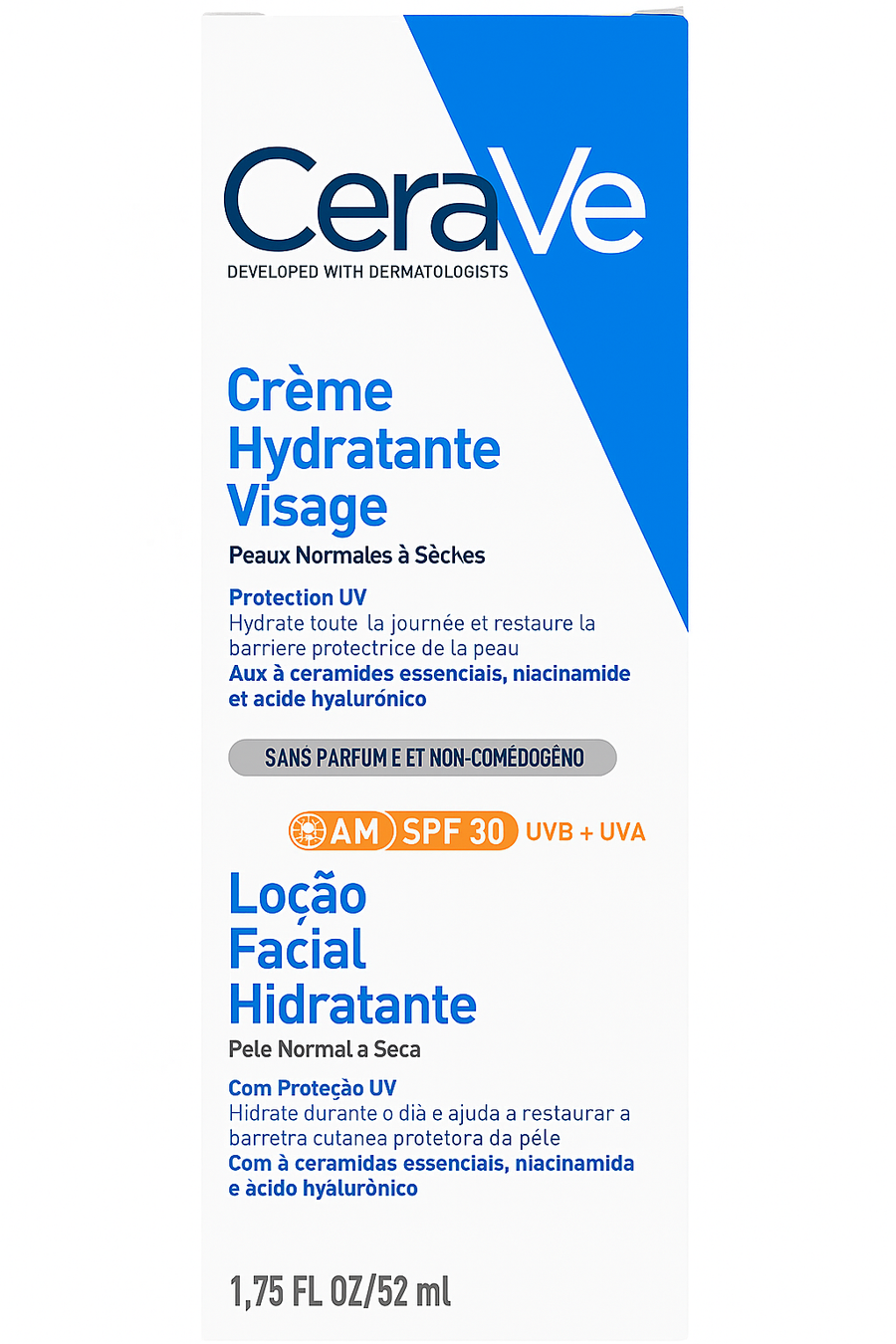 Cerave Facial Moisturizing Lotion AM SPF30 52ml for daily hydration and UV protection with essential ceramides and niacinamide, fragrance-free and non-comedogenic.