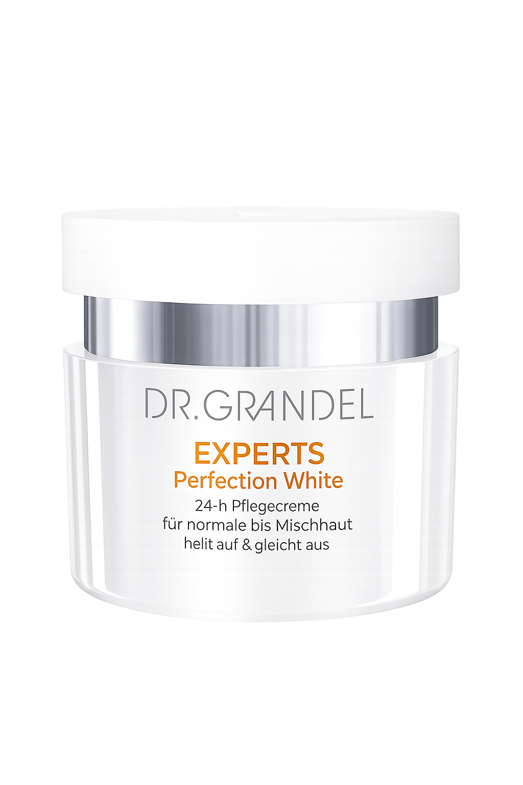 Dr. Grandel cream jar with white lid on a white background