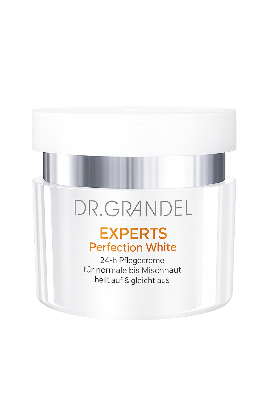 Dr. Grandel cream jar with white lid on a white background