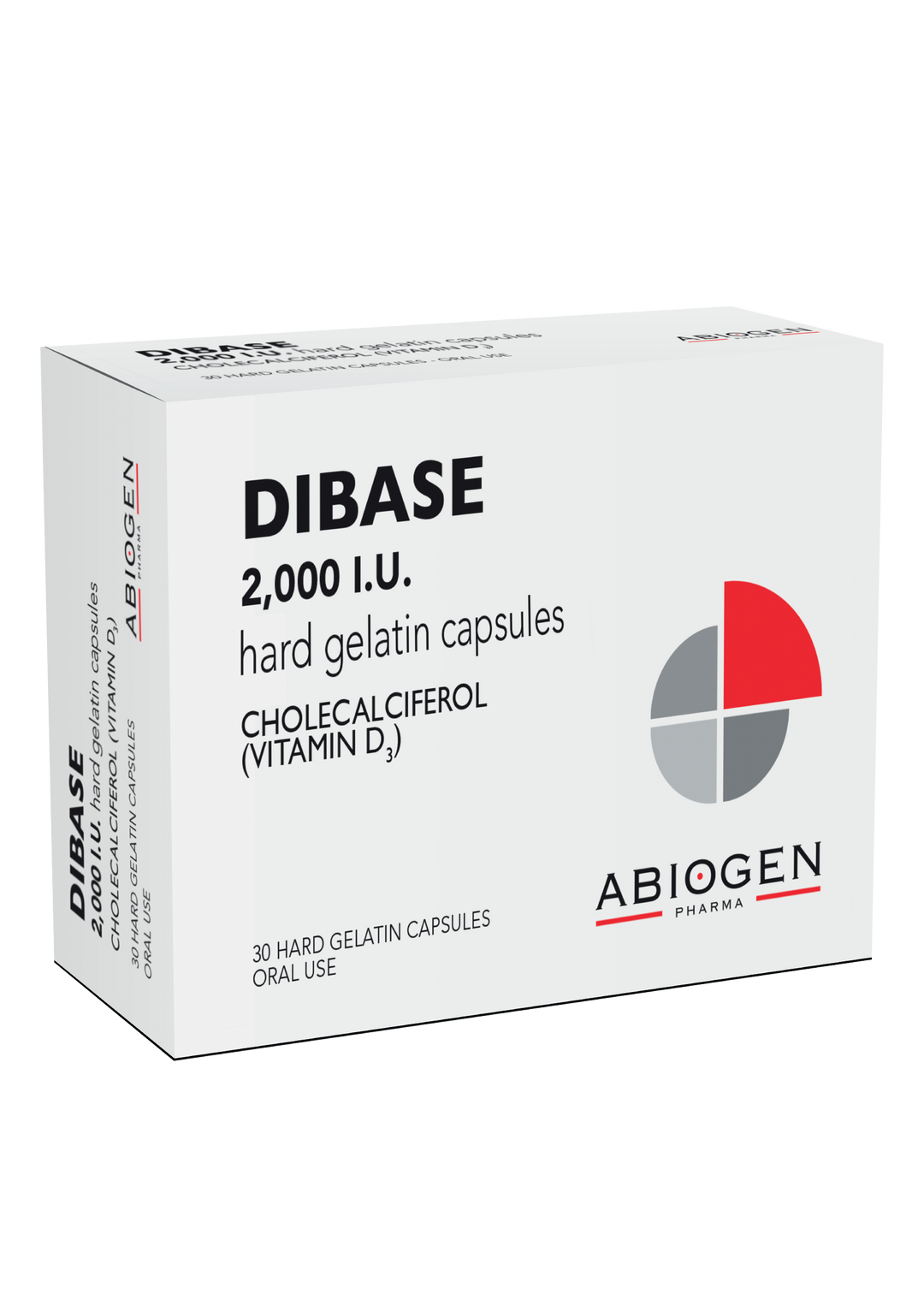 Dibase 2000.I.U. vitamin D3 capsules bottle with 30 softgel capsules