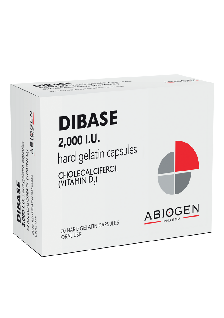 Dibase 2000.I.U. vitamin D3 capsules bottle with 30 softgel capsules