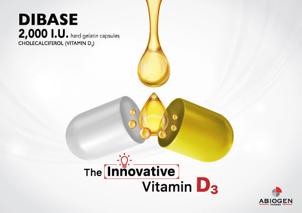 Dibase 2000.I.U. capsules bottle with 30 hard gelatin capsules containing vitamin D3