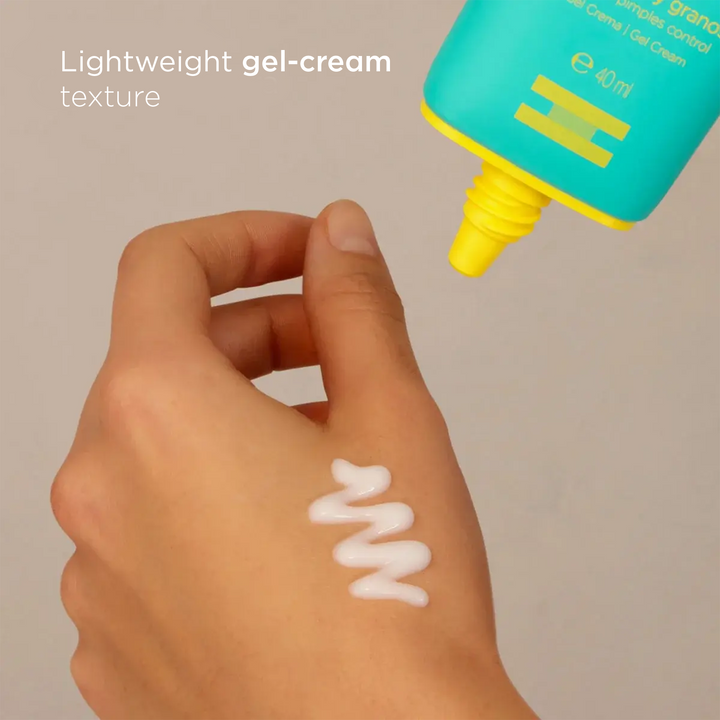 ISDIN Teen Skin Acniben Oil-Control Gel-Cream applied on hand with lightweight non-greasy texture