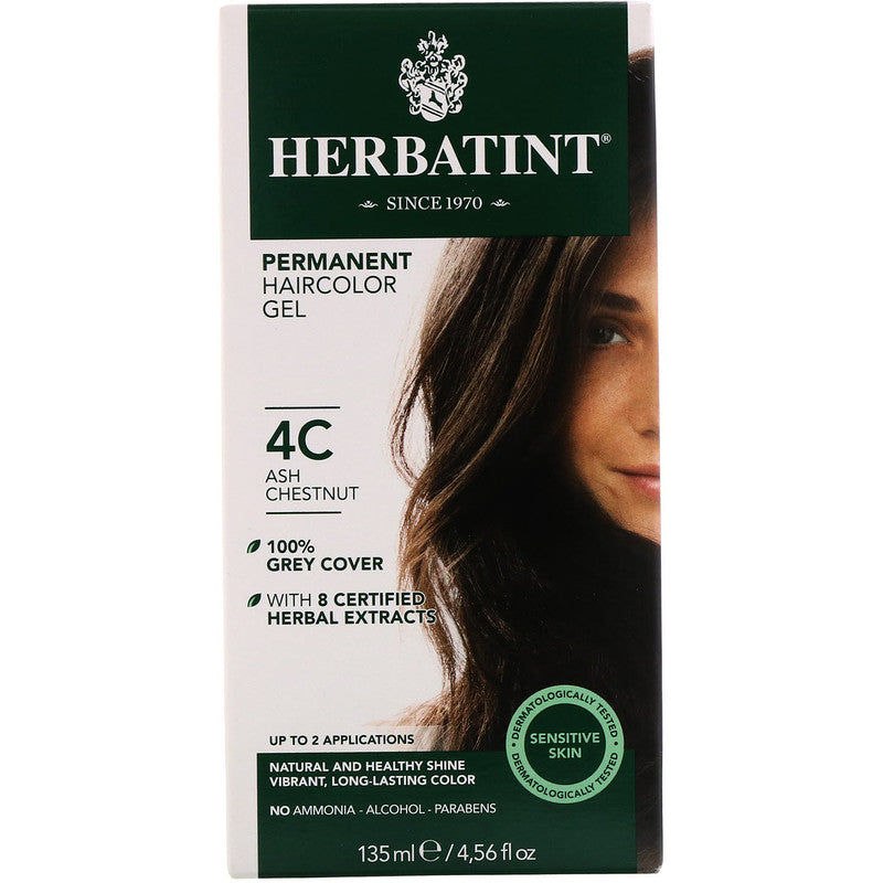 Herbatint, Permanent Haircolor Gel, 4C, Ash Chestnut 135Ml