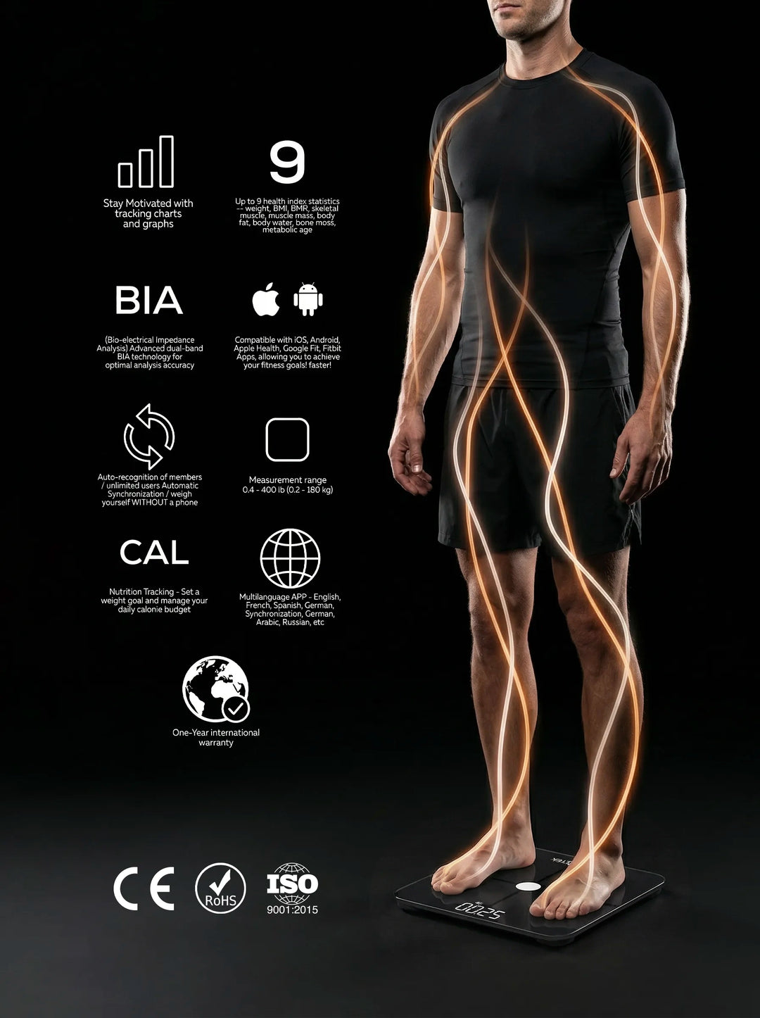 QUTEK QSP511 BLACK STEPS BODY COMPOSITION SCALE