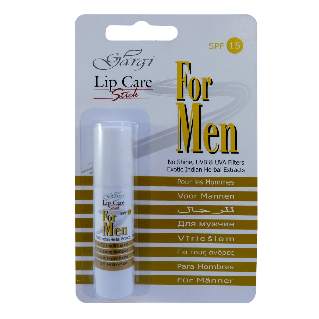 Gargi Lip Balm For Men 4.5Gm with SPF 15 and Indian herbal extracts packaging.