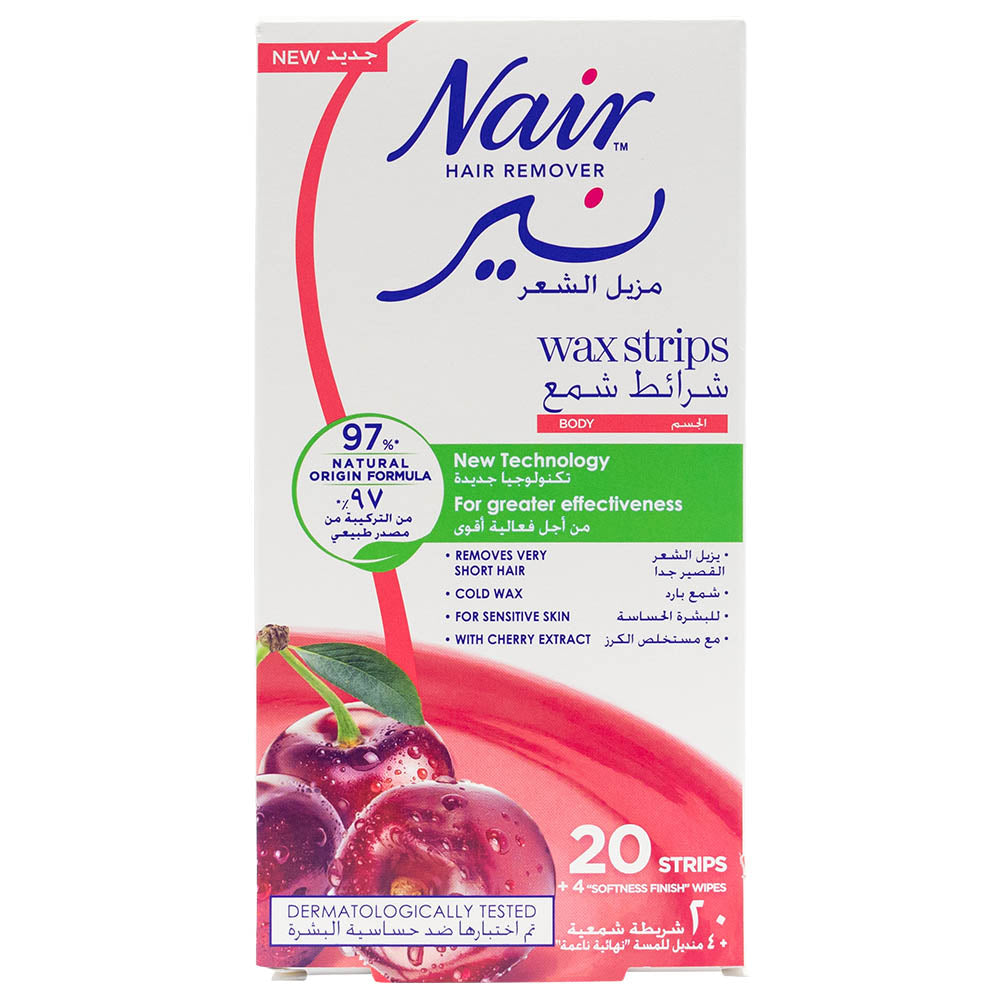 Nair Hair Remover Body Wax Strips With Cherry Extract 20s