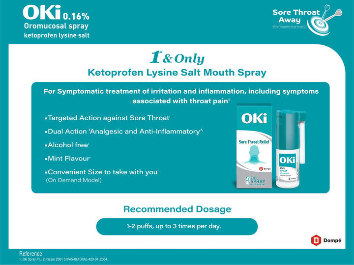 Oki Sore Throat Relief Spray 0.16% 15ml