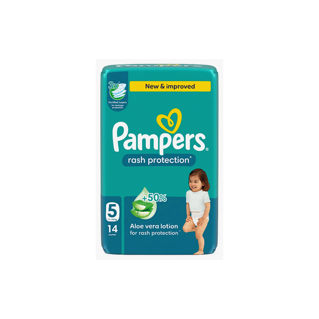 Pampers Aloe Vera Rash Protection Size 5, 14pcs (11–16kg) - 10557