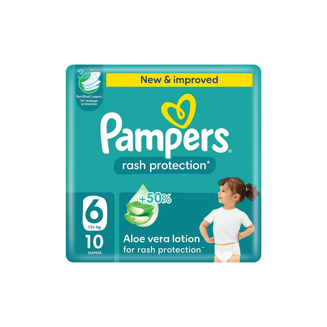 Pampers Aloe Vera Rash Protection Size 6, 10pcs (13+kg) - 10558
