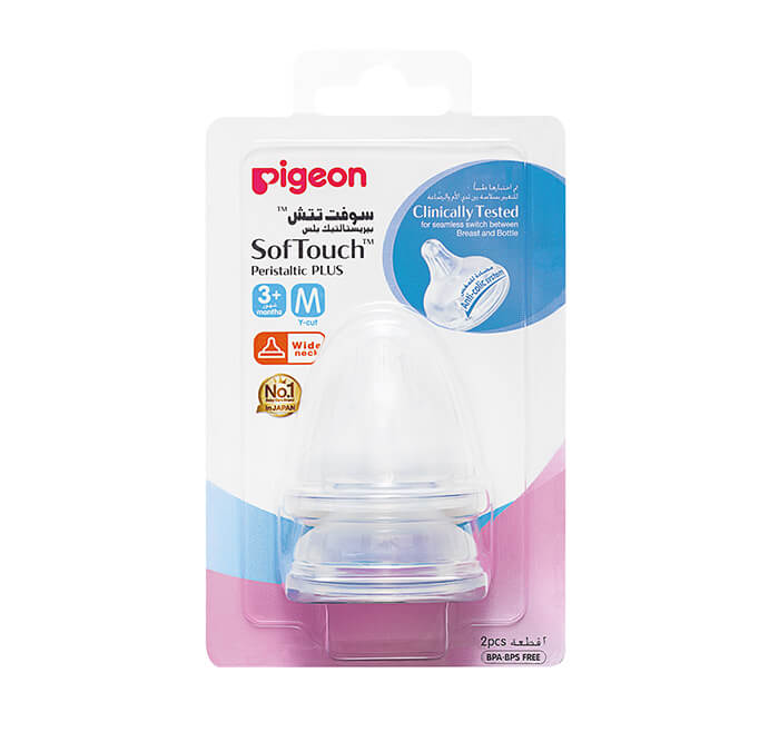 Pigeon Softouch Peristaltic Plus Wide Neck Nipple 2s - M