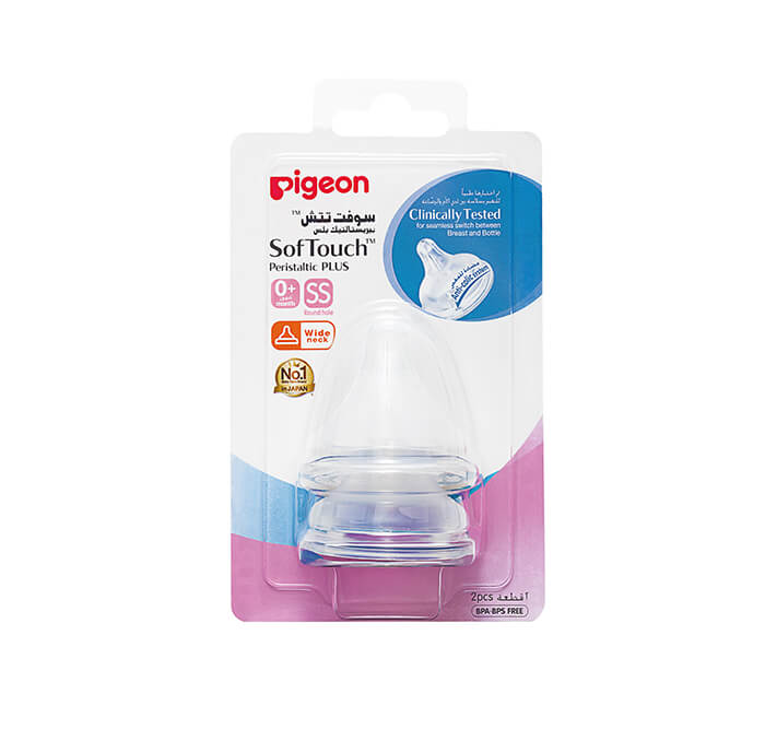 Pigeon Softouch Peristaltic Plus Wide Neck Nipple 2s - SS