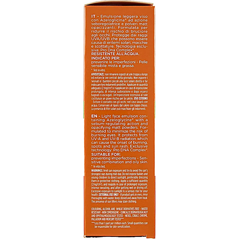 Product packaging with text on an orange background