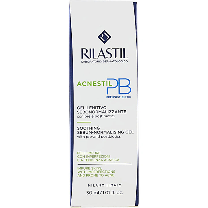 Rilastil Acnestil PB skincare product packaging on a white background