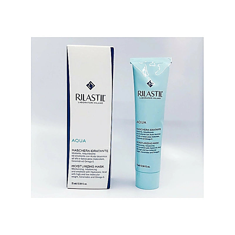 Rilastil Aqua moisturizing mask packaging on a white background