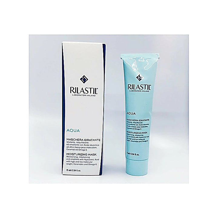 Rilastil Aqua moisturizing mask packaging on a white background