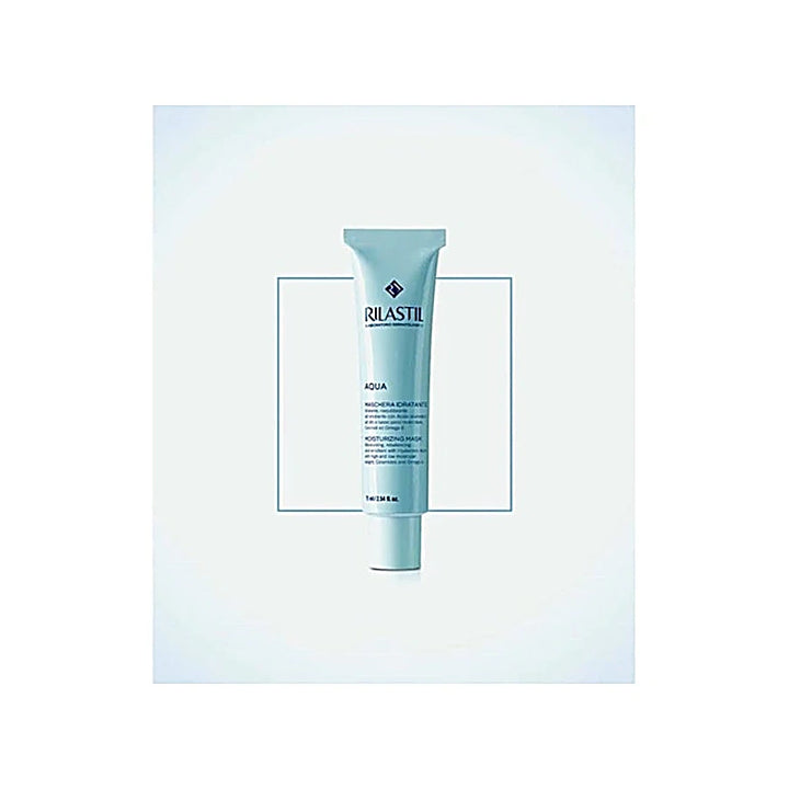 Rilastil Aqua skincare product on a light blue background