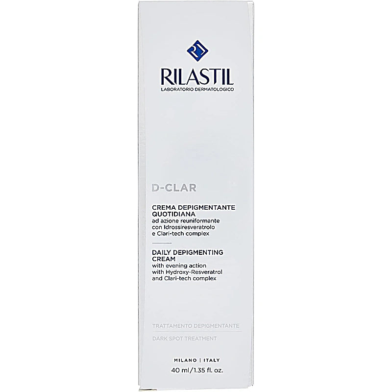 Rilastil D-Clar daily depigmenting cream packaging on a white background